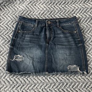 Rewash Blue Distressed Mini Skirt